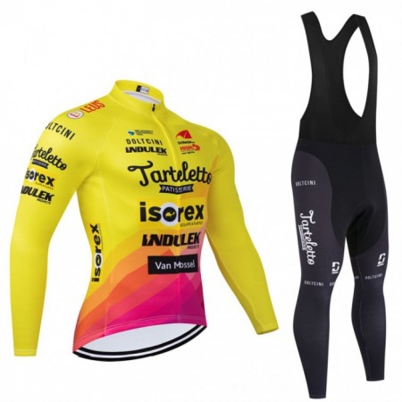 Set Fietsshirt Lange Mouw + Lange Koersbroek 2024 Tarteletto Isorex Geel